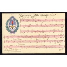 CENTENARIO 1810 - 1910 PATRIOTICA ANTIGUA TARJETA POSTAL HIMNO ESCUDO MUY RARA